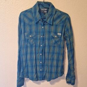 Blue Plaid Button Down Shirt